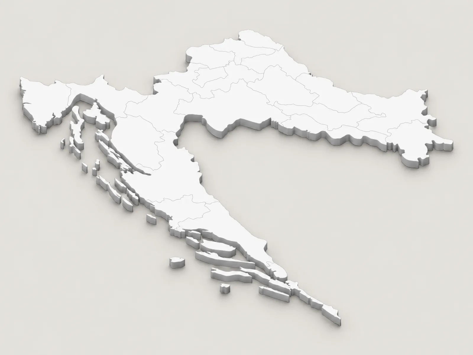 Karte von Kroatien mit den Gebieten an der Küste, die Hausbetreuung Kroatien betreut